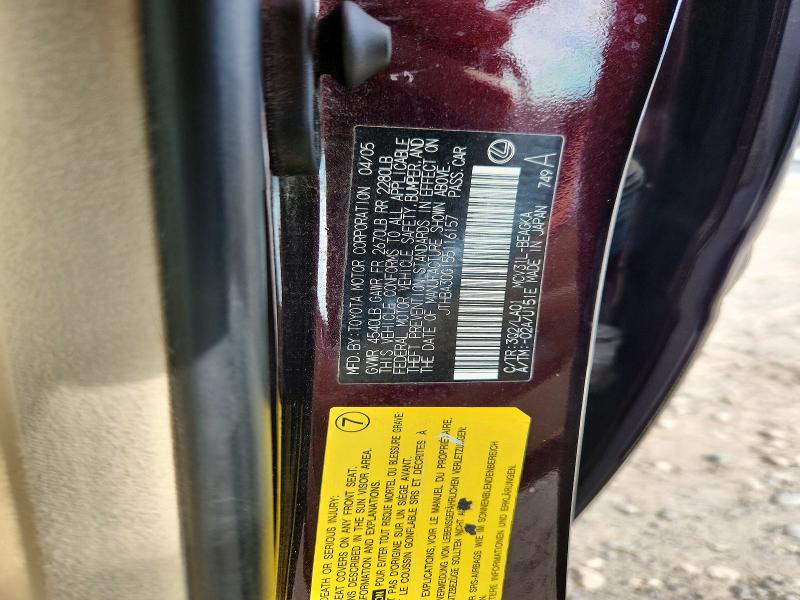 Продажа на аукционе авто 2005 Lexus Es, vin: JTHBA30G155116157, номер лота: 64409996