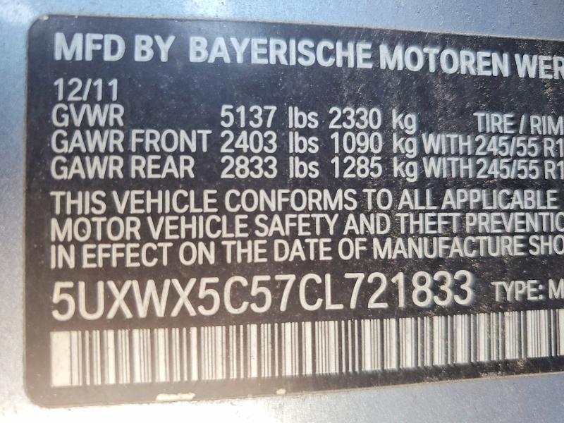 Продаж на аукціоні авто 2012 Bmw X3, vin: 5UXWX5C57CL721833, номер лоту: 64687066