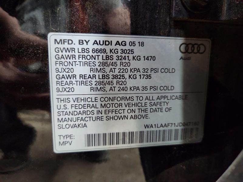 Продаж на аукціоні авто 2018 Audi Q7, vin: WA1LAAF71JD047160, номер лоту: 63146246