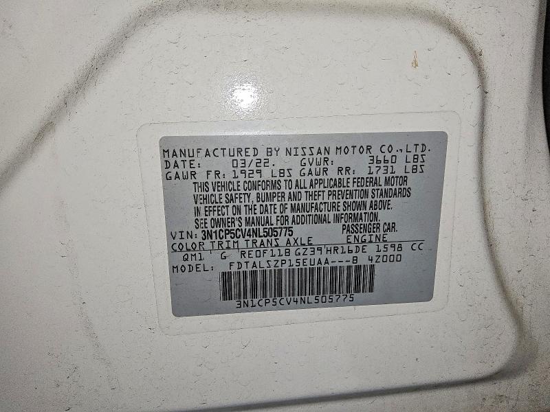 Продажа на аукционе авто 2022 Nissan Kicks, vin: 3N1CP5CV4NL505775, номер лота: 64092176