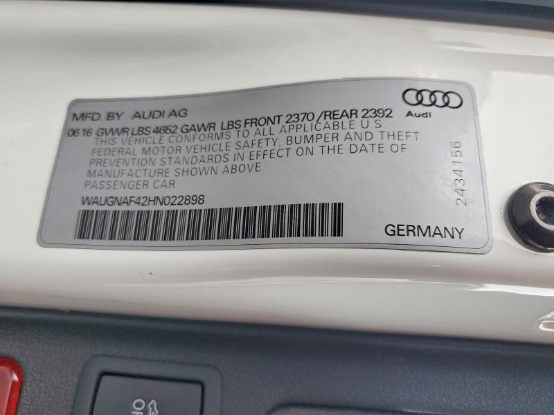 66810406 :رقم المزاد ، WAUGNAF42HN022898 vin ، 2017 Audi A4 مزاد بيع