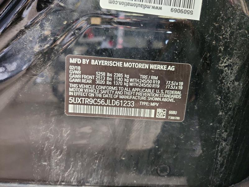 2018 Bmw X3 მანქანა იყიდება აუქციონზე, vin: 5UXTR9C56JLD61233, აუქციონის ნომერი: 64905166
