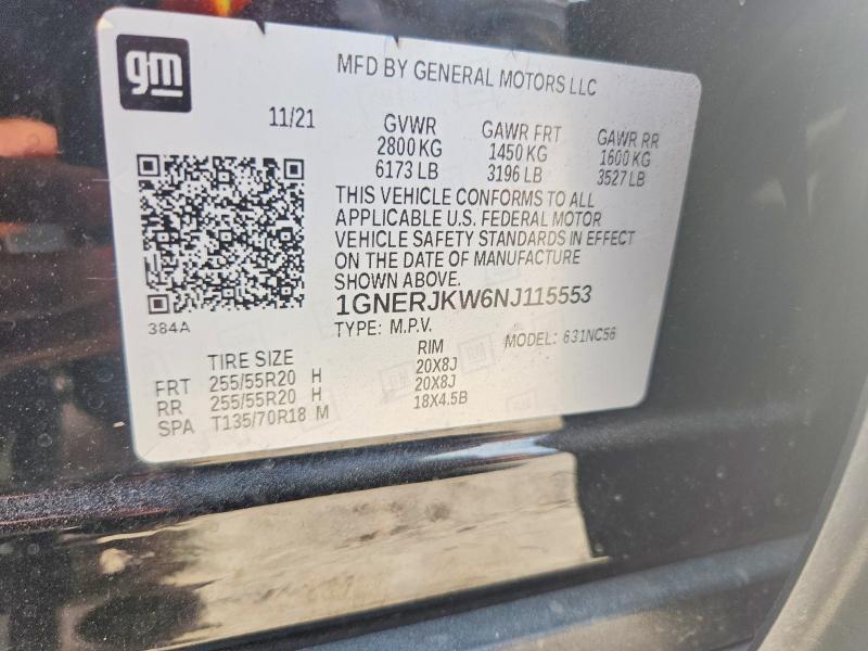 64846086 :رقم المزاد ، 1GNERJKW6NJ115553 vin ، 2022 Chevrolet Traverse مزاد بيع