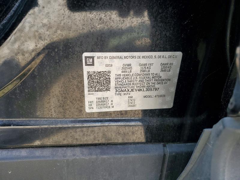 2019 Chevrolet Equinox მანქანა იყიდება აუქციონზე, vin: 3GNAXJEV4KL305797, აუქციონის ნომერი: 63873426