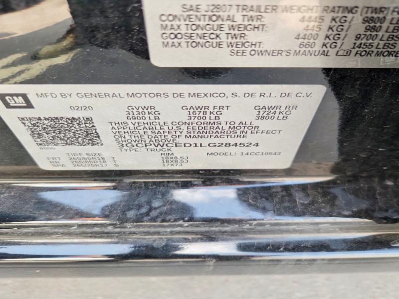 Продажа на аукционе авто 2020 Chevrolet Silverado, vin: 3GCPWCED1LG284524, номер лота: 62707446