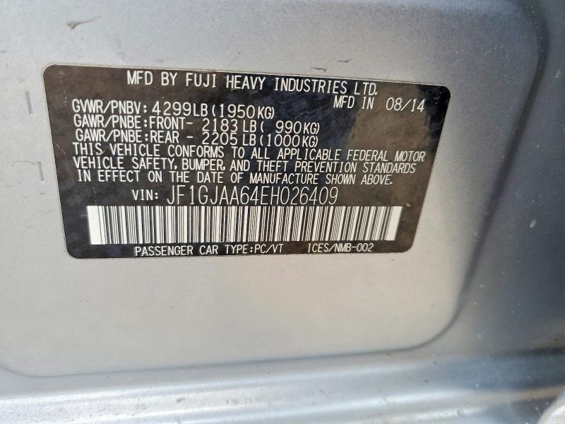 Aukcja sprzedaży 2014 Subaru Impreza, vin: JF1GJAA64EH026409, numer aukcji: 64062116
