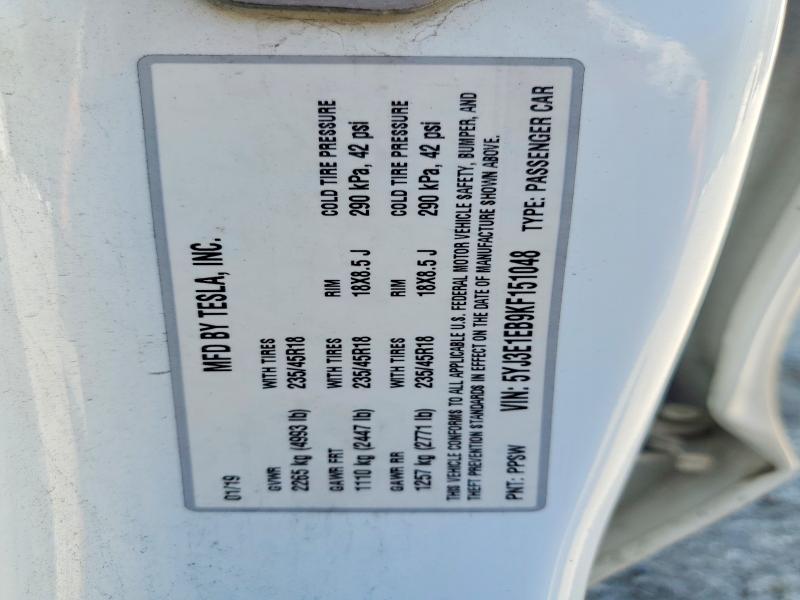 Aukcja sprzedaży 2019 Tesla Model 3, vin: 5YJ3E1EB9KF151048, numer aukcji: 58097586