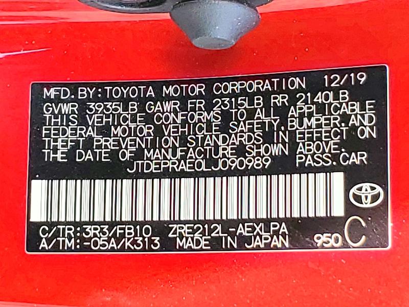 Продажа на аукционе авто 2020 Toyota Corolla, vin: JTDEPRAE0LJ090989, номер лота: 64788676