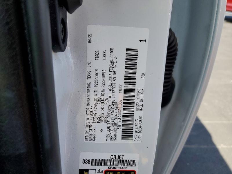 65317316 :رقم المزاد ، 5TFTY5F17MX011996 vin ، 2021 Toyota Tundra مزاد بيع