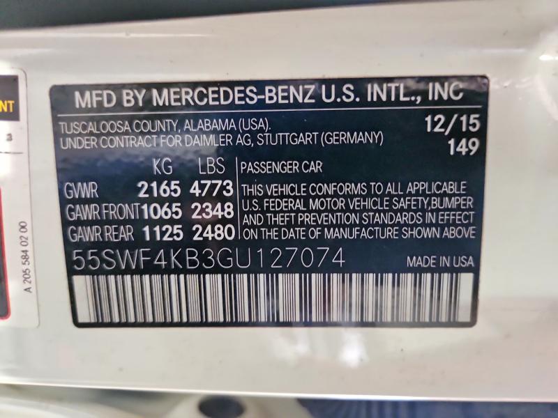 Продажа на аукционе авто 2016 Mercedes-benz C, vin: 55SWF4KB3GU127074, номер лота: 63802586