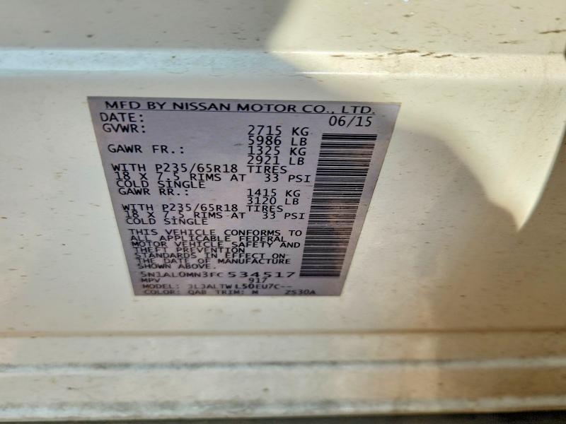 Aukcja sprzedaży 2015 Infiniti Qx60, vin: 5N1AL0MN3FC534517, numer aukcji: 63911606