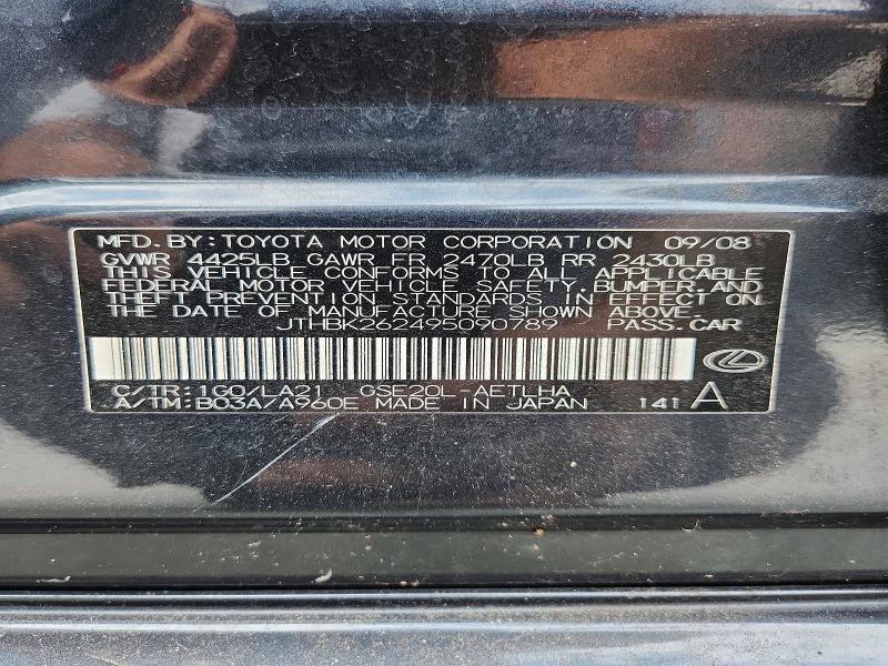 Aukcja sprzedaży 2009 Lexus Is 250, vin: JTHBK262495090789, numer aukcji: 65056976