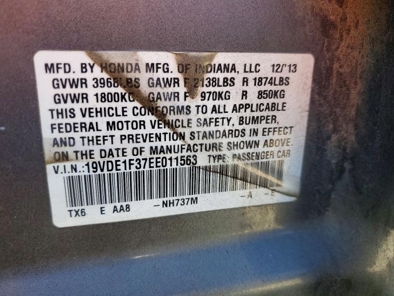 65052066 :رقم المزاد ، 19VDE1F37EE011563 vin ، 2014 Acura Ilx مزاد بيع