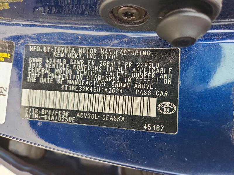 Auction sale of the 2006 Toyota Camry, vin: 4T1BE32K46U142634, lot number: 63941586