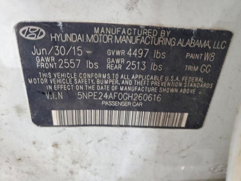 Aukcja sprzedaży 2016 Hyundai Sonata, vin: 5NPE24AF0GH260616, numer aukcji: 62269536