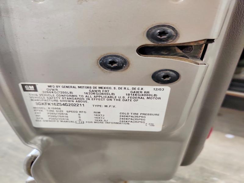 2004 Gmc Yukon Xl მანქანა იყიდება აუქციონზე, vin: 3GKFK16Z54G202211, აუქციონის ნომერი: 61709856