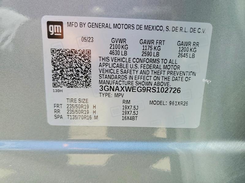 2024 Chevrolet Equinox მანქანა იყიდება აუქციონზე, vin: 3GNAXWEG9RS102726, აუქციონის ნომერი: 65121756