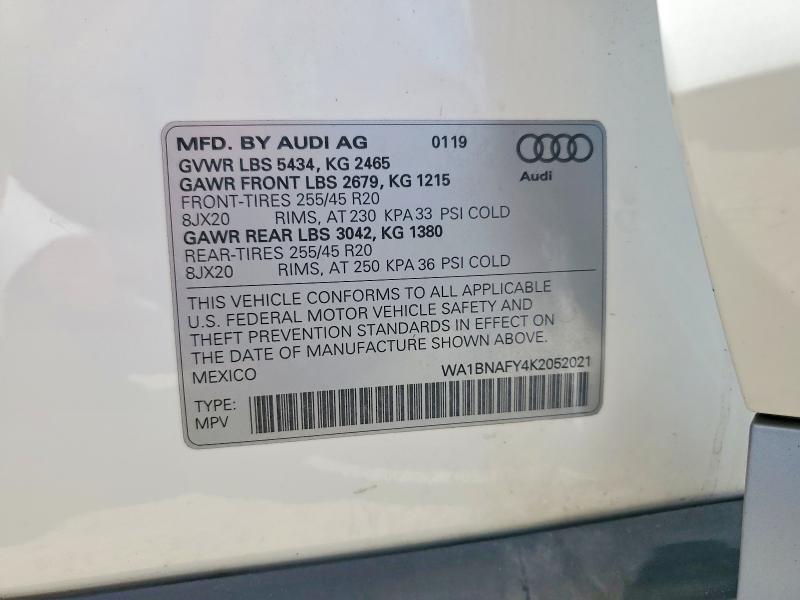 66048406 :رقم المزاد ، WA1BNAFY4K2052021 vin ، 2019 Audi Q5 مزاد بيع