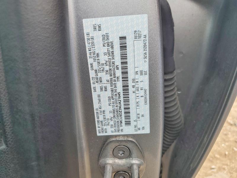 2022 Ford Escape მანქანა იყიდება აუქციონზე, vin: 1FMCU9DZ3NUA21645, აუქციონის ნომერი: 64730036