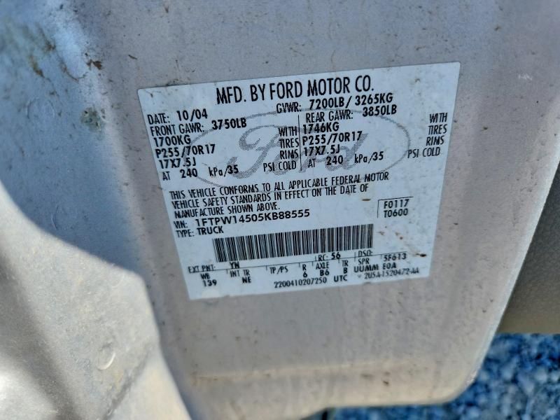 2005 Ford F150 მანქანა იყიდება აუქციონზე, vin: 1FTPW14505KB88555, აუქციონის ნომერი: 63701236
