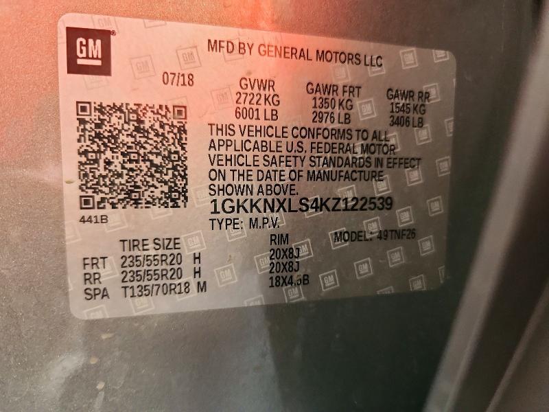 Aukcja sprzedaży 2019 Gmc Acadia, vin: 1GKKNXLS4KZ122539, numer aukcji: 65317526