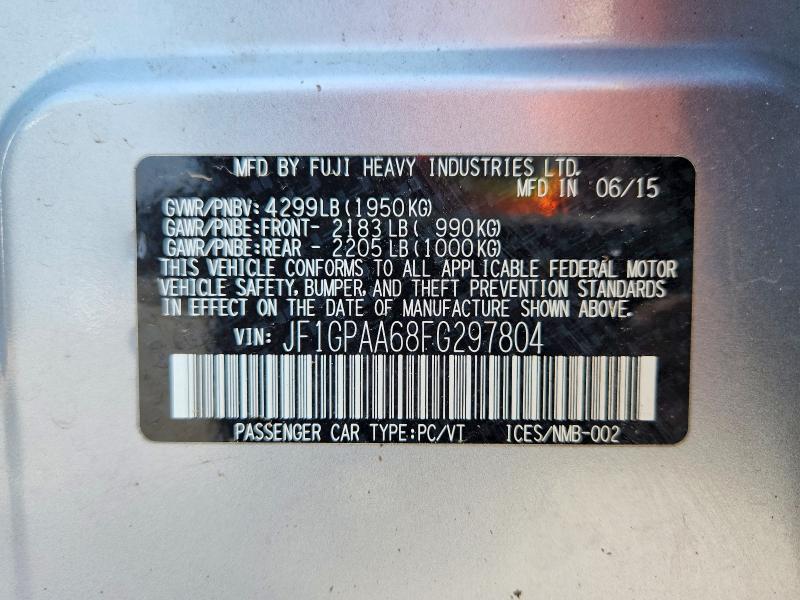 64025686 :رقم المزاد ، JF1GPAA68FG297804 vin ، 2015 Subaru Impreza مزاد بيع