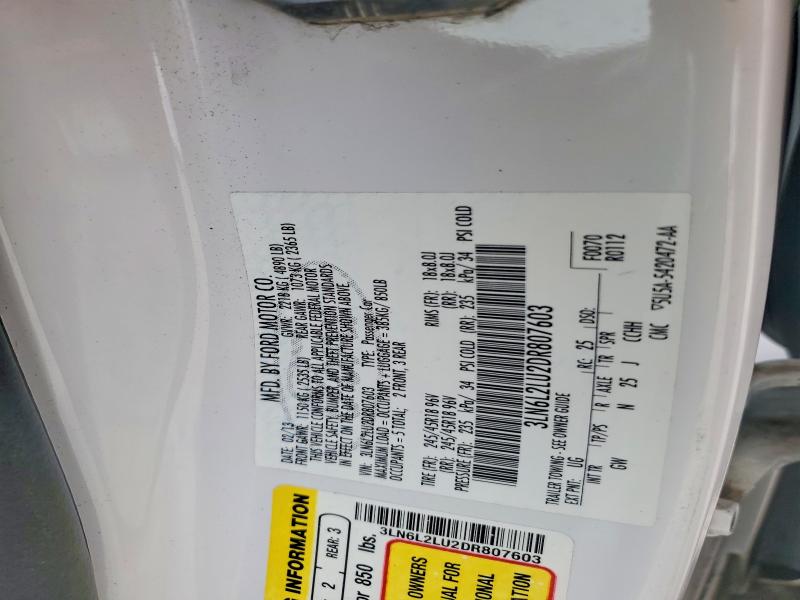 64389616 :رقم المزاد ، 3LN6L2LU2DR807603 vin ، 2013 Lincoln Mkz مزاد بيع