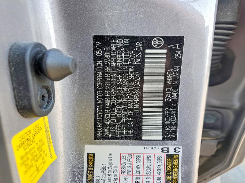 Auction sale of the 2019 Toyota C-hr, vin: JTNKHMBX8K1046347, lot number: 64485746