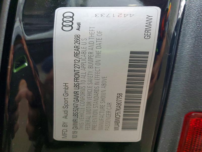 Продаж на аукціоні авто 2019 Audi Rs5, vin: WUABWCF57KA907758, номер лоту: 63919596