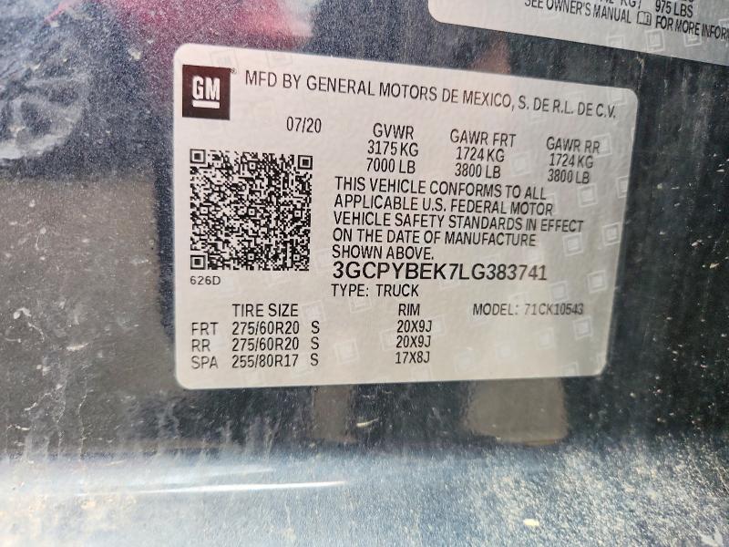 Auction sale of the 2020 Chevrolet Silverado, vin: 3GCPYBEK7LG383741, lot number: 66552796