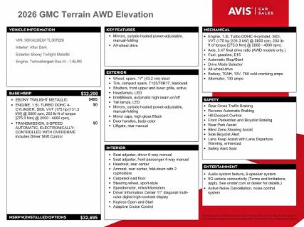 Продаж на аукціоні авто 2026 Gmc Terrain, vin: 3GKALUEG1TL387226, номер лоту: 65374236