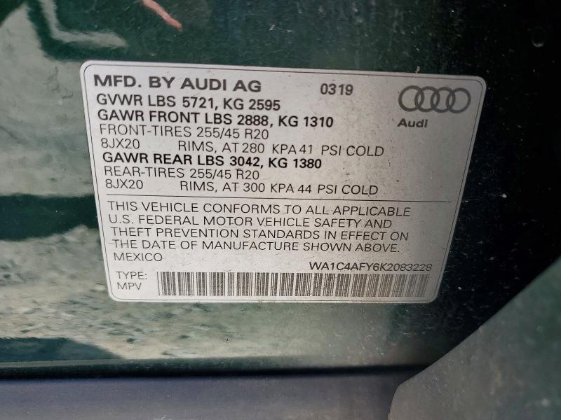 Продаж на аукціоні авто 2019 Audi Sq5, vin: WA1C4AFY6K2083228, номер лоту: 65481956