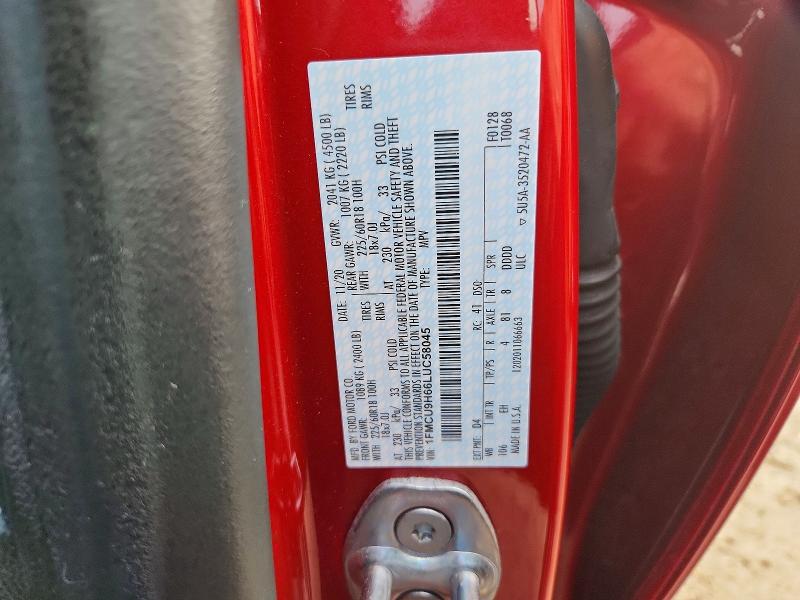 Продаж на аукціоні авто 2020 Ford Escape, vin: 1FMCU9H66LUC58045, номер лоту: 66619846