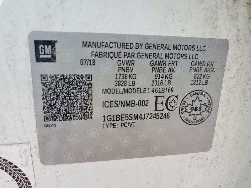 Продажа на аукционе авто 2018 Chevrolet Cruze, vin: 1G1BE5SM4J7245246, номер лота: 65856476