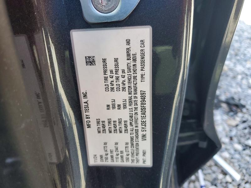 Aukcja sprzedaży 2025 Tesla Model 3, vin: 5YJ3E1EA0SF894897, numer aukcji: 64498406