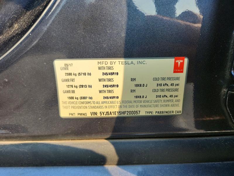 Aukcja sprzedaży 2017 Tesla Model S, vin: 5YJSA1E15HF200057, numer aukcji: 64481236