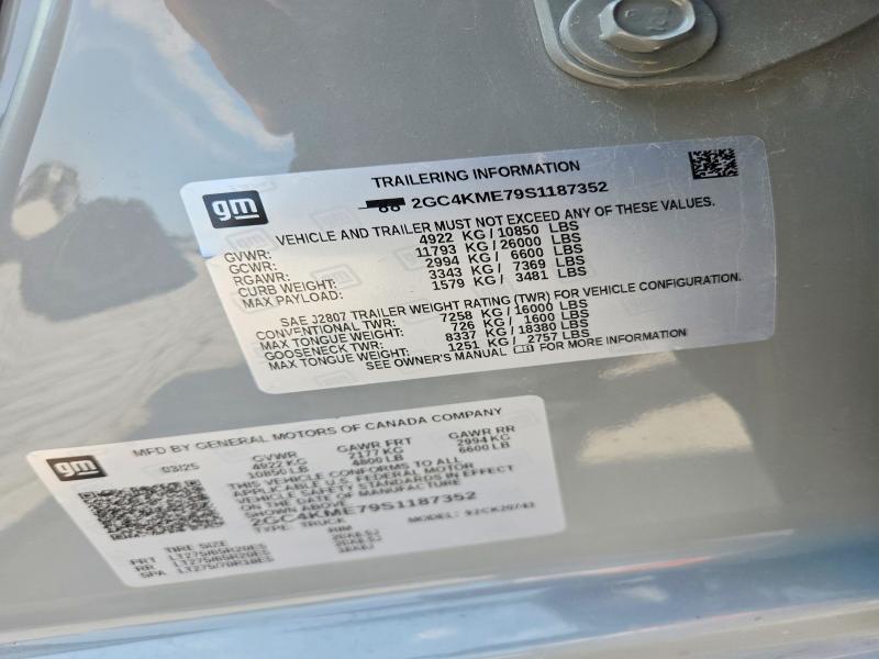 63471886 :رقم المزاد ، 2GC4KME79S1187352 vin ، 2025 Chevrolet Silverado مزاد بيع