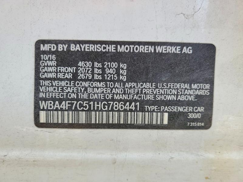 Aukcja sprzedaży 2017 Bmw 430i, vin: WBA4F7C51HG786441, numer aukcji: 62869376