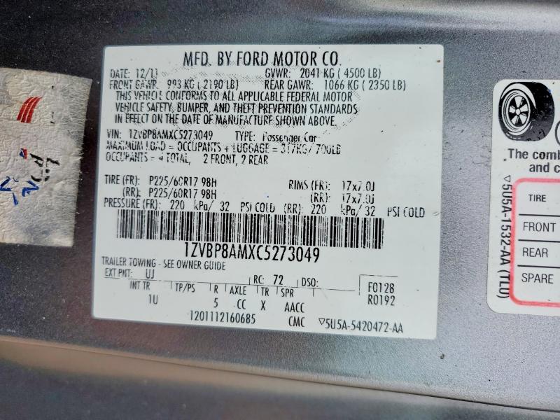 Aukcja sprzedaży 2012 Ford Mustang, vin: 1ZVBP8AMXC5273049, numer aukcji: 63768136