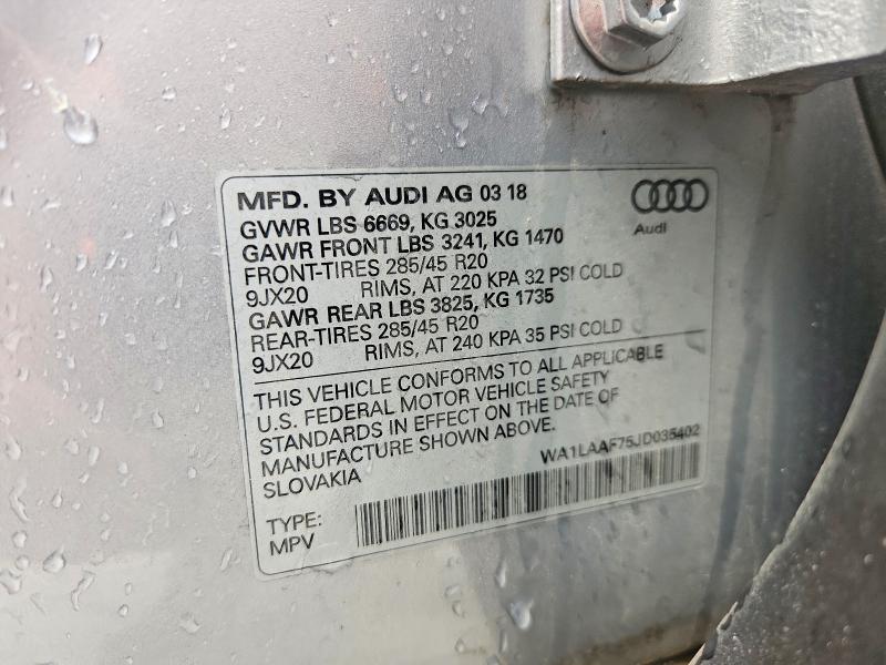 66290836 :رقم المزاد ، WA1LAAF75JD035402 vin ، 2018 Audi Q7 مزاد بيع