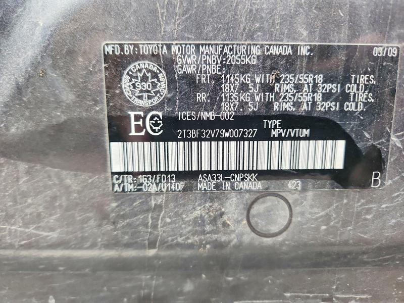 Продажа на аукционе авто 2009 Toyota Rav4, vin: 2T3BF32V79W007327, номер лота: 65176566
