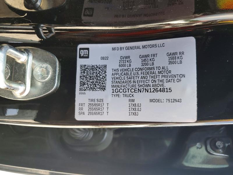 63881266 :رقم المزاد ، 1GCGTCEN7N1264815 vin ، 2022 Chevrolet Colorado مزاد بيع