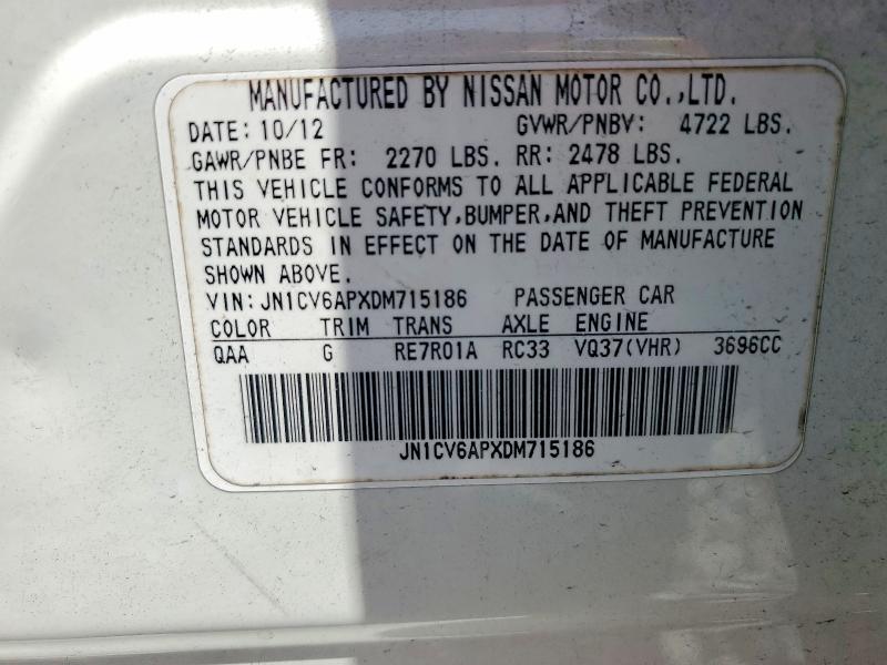 Aukcja sprzedaży 2013 Infiniti G37 Sedan, vin: JN1CV6APXDM715186, numer aukcji: 65538106