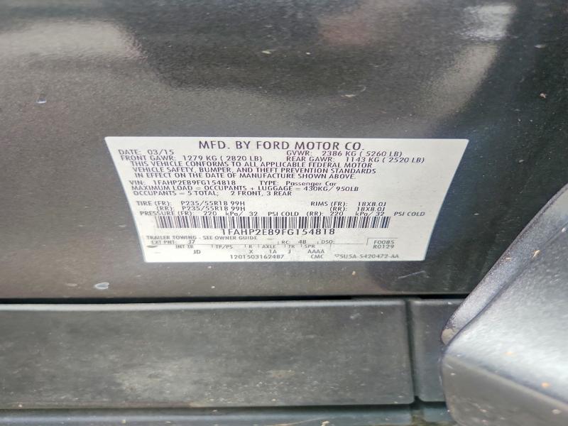 Продажа на аукционе авто 2015 Ford Taurus, vin: 1FAHP2E89FG154818, номер лота: 63584056