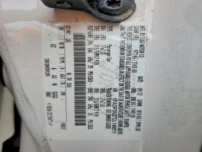 Продажа на аукционе авто 2013 Ford Focus, vin: 1FADP3N27DL149511, номер лота: 66241796