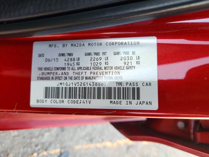 Продаж на аукціоні авто 2016 Mazda 6, vin: JM1GJ1V52G1438867, номер лоту: 65654226