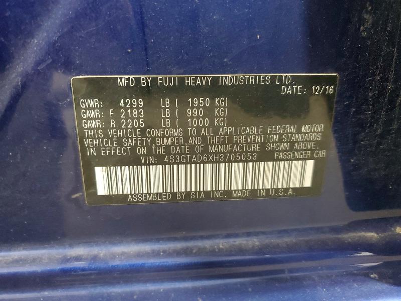 Aukcja sprzedaży 2017 Subaru Impreza, vin: 4S3GTAD6XH3705053, numer aukcji: 66744906
