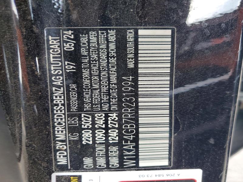 Продажа на аукционе авто 2024 Mercedes-benz C, vin: W1KAF4GB7RR231994, номер лота: 63775946