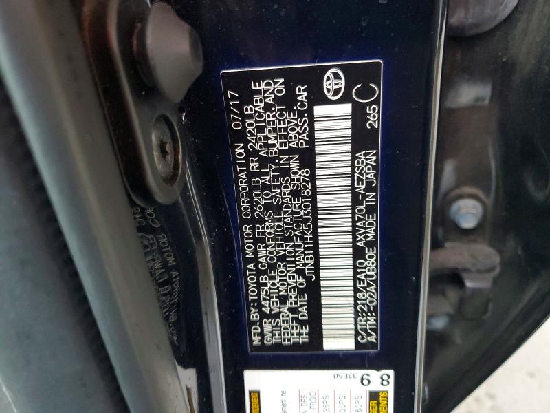 Aukcja sprzedaży 2018 Toyota Camry, vin: JTNB11HK5J3018278, numer aukcji: 65138286
