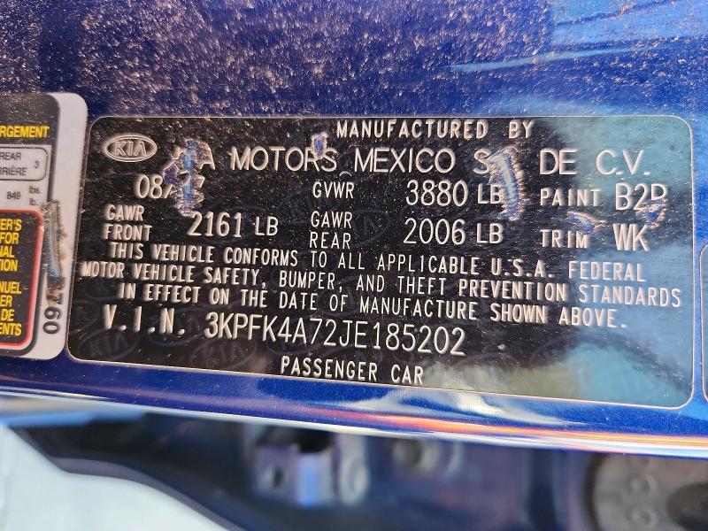 Продаж на аукціоні авто 2018 Kia Forte, vin: 3KPFK4A72JE185202, номер лоту: 64429616